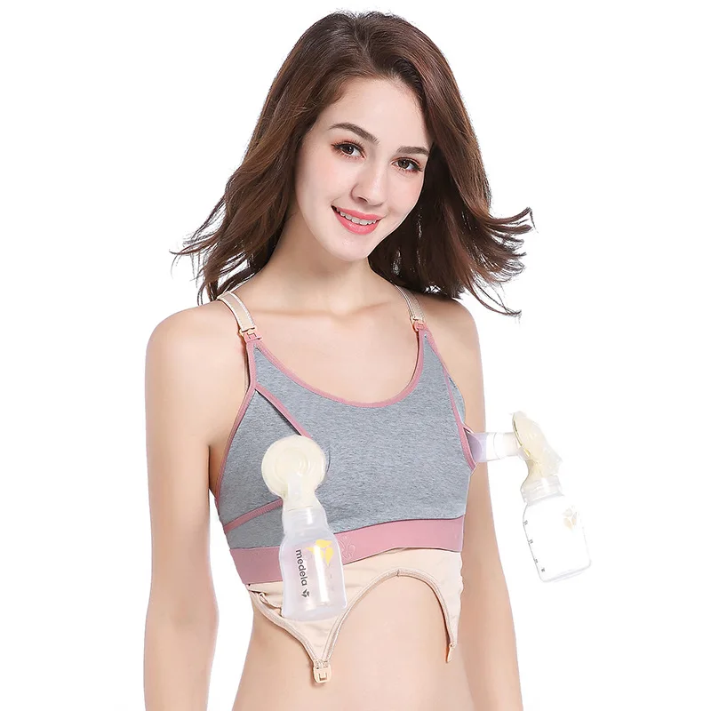 fanshao Maternity Hands Free Pumping Bra Wireless Padded Breastfeeding  Nursing Underwear 